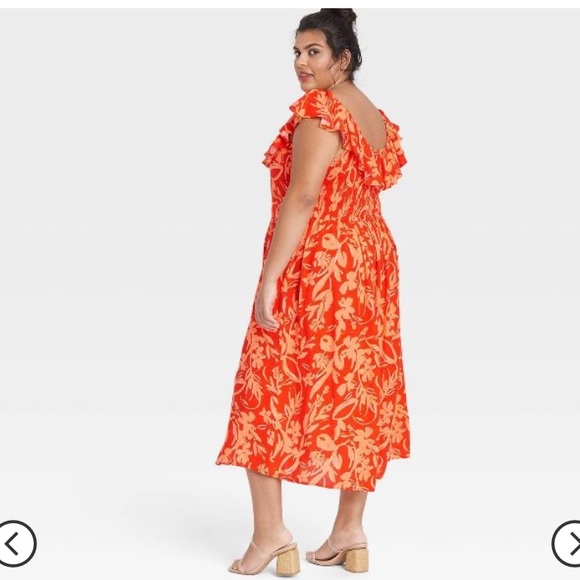 Ruffle Short Sleeve Side Slit Dress - Ava & Viv Size 1X - Picture 2 of 7